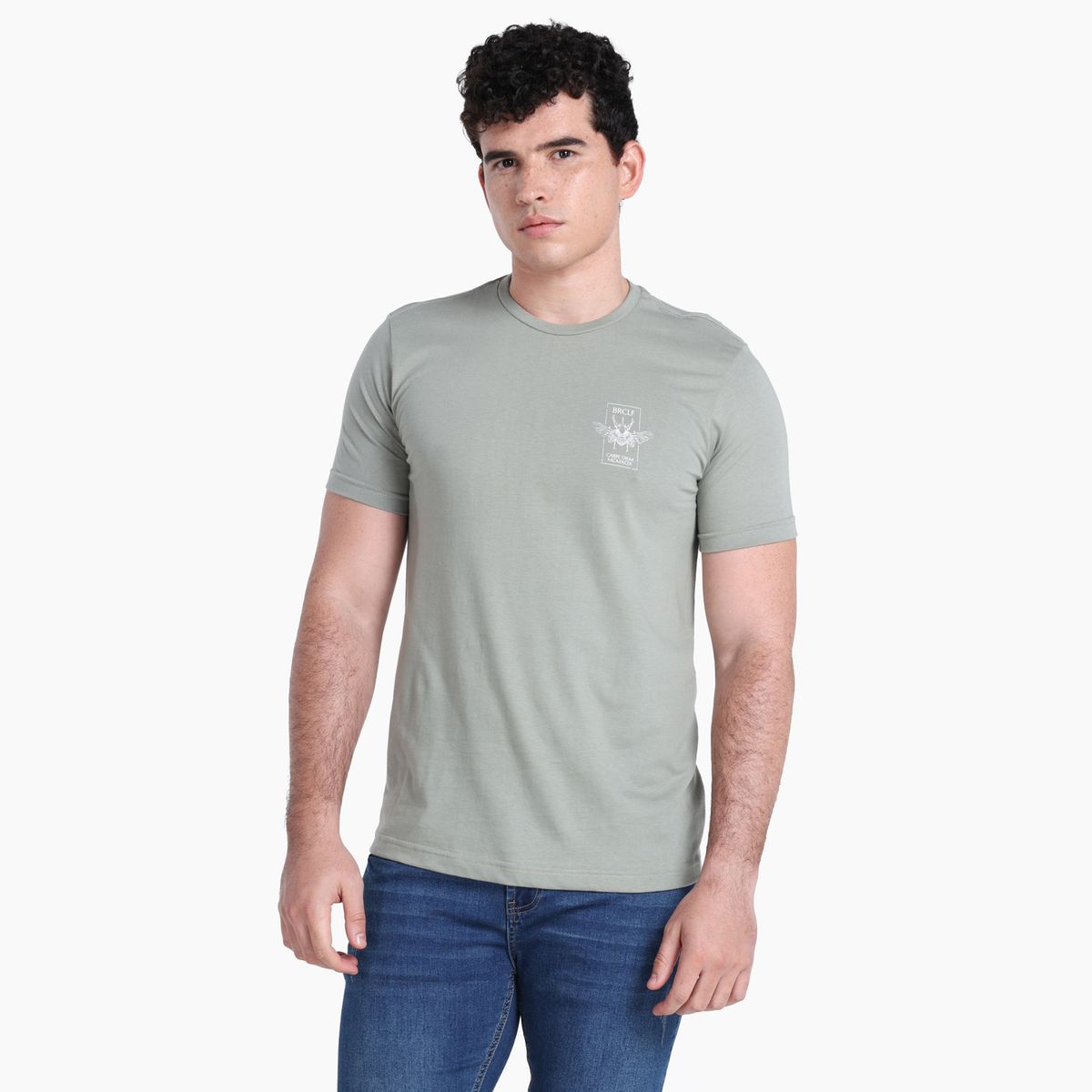 BEARCLIFF - Camiseta Hombre Manga corta con Estampado de Algodón Bearcliff