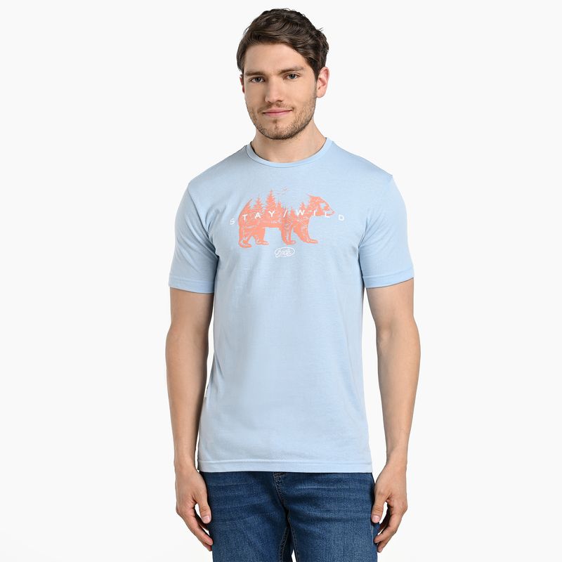 BEARCLIFF - Camiseta Hombre Manga corta con Estampado de Algodón Bearcliff