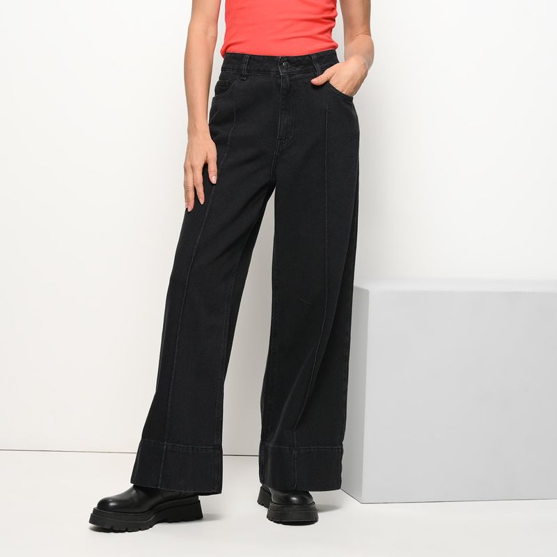 BASEMENT - Jean Wide Leg Mujer Tiro alto Basement