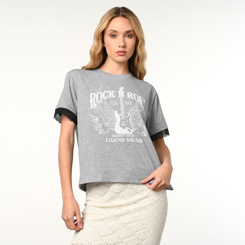 DENIMLAB - Camiseta Mujer con Estampado Manga corta de Algodón Denimlab