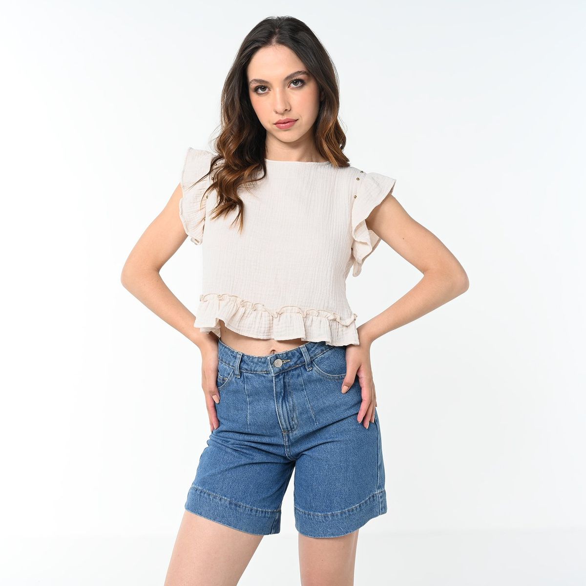 DENIMLAB - Blusa Mujer Manga corta de Algodón Denimlab 