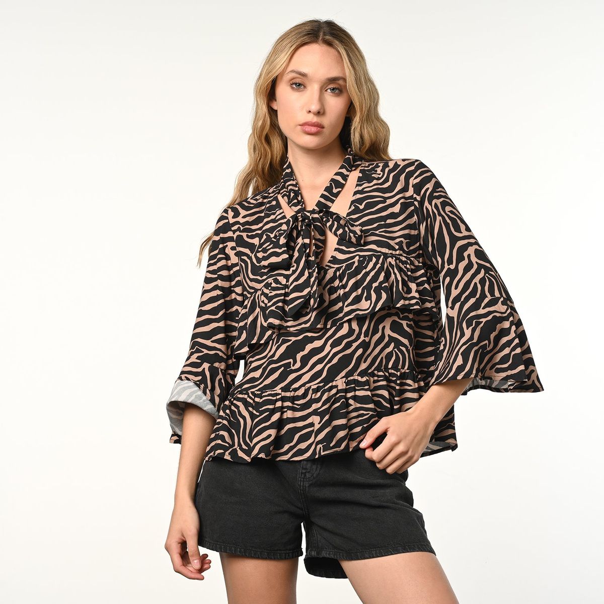 DENIMLAB - Blusa Mujer con Boleros Manga 3/4 Denimlab