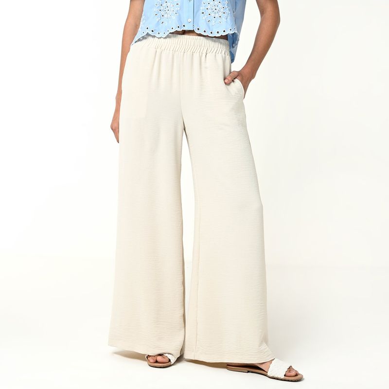 BASEMENT - Pantalón Wide leg Mujer Tiro medio Basement