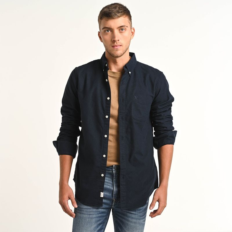 AMERICAN EAGLE - Camisa Hombre Manga larga Slim de Algodón American Eagle