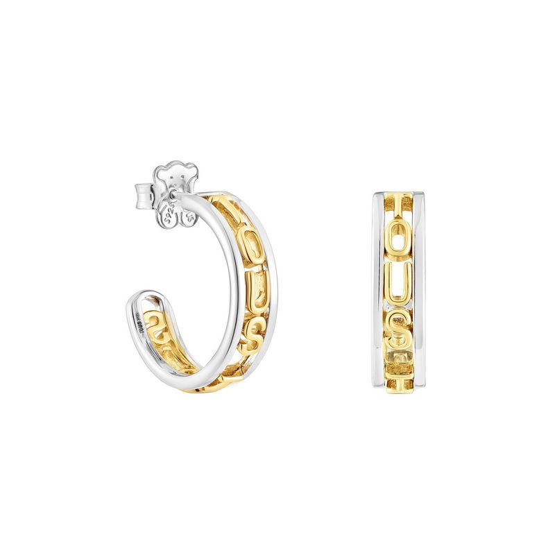 TOUS - Aretes aro de plata y baño de oro 18 kt sobre plata Logo