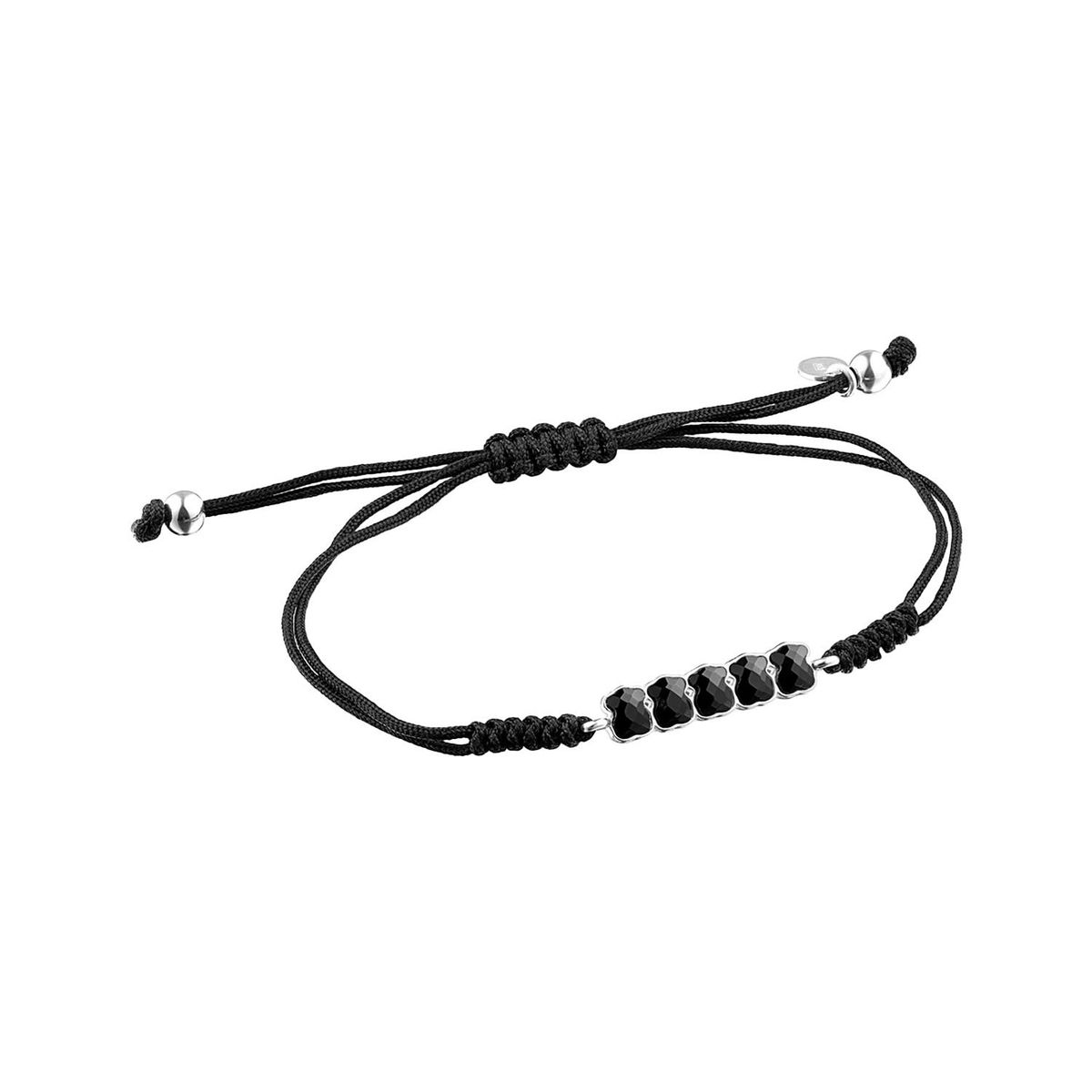 TOUS - Pulsera Mini Onix de Plata con Ónix y Cordón negro