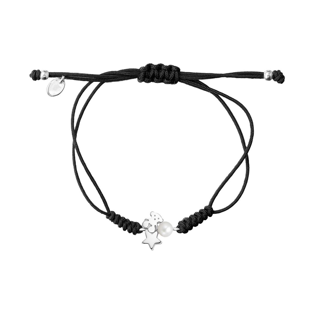 TOUS - Pulsera Nocturne de Plata con Perla y Cordón negro