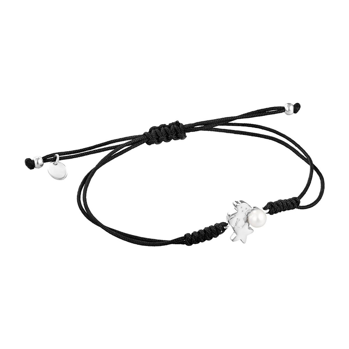 TOUS - Pulsera Nocturne de Plata con Perla y Cordón negro