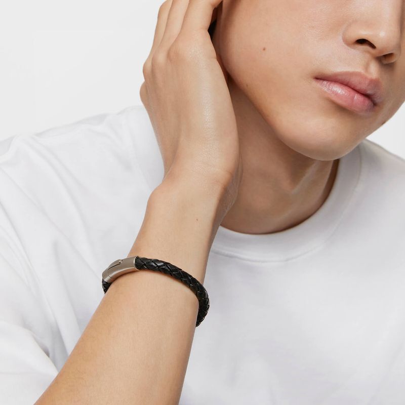 Pulsera TOUS Man en acero y cuero trenzado TOUS