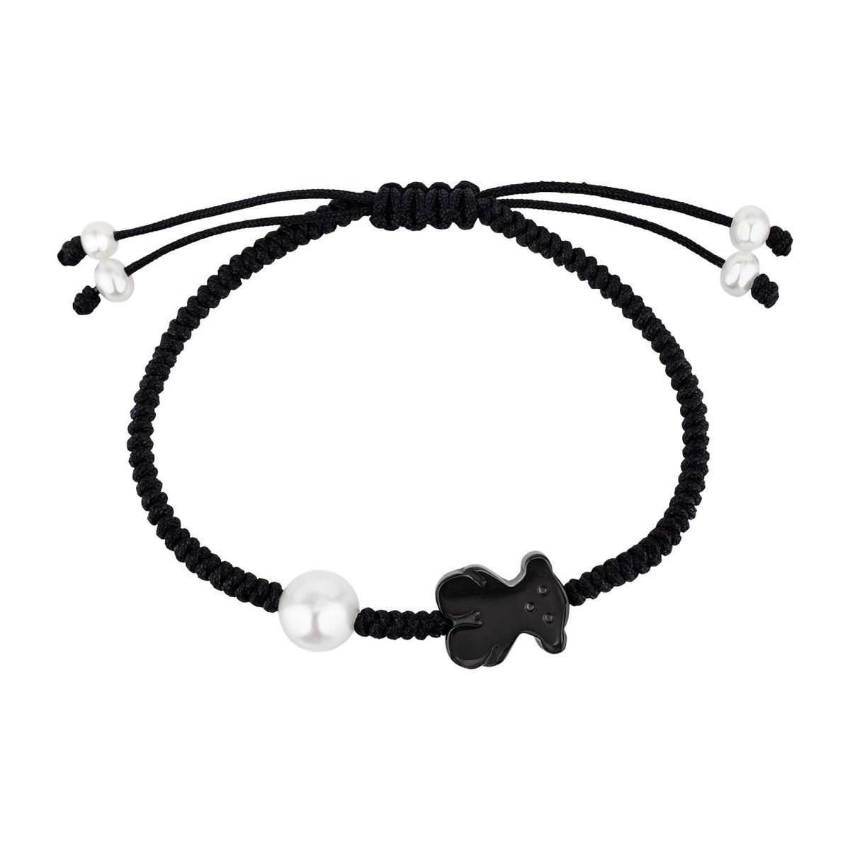 TOUS - Pulsera Tibet de Cordón en color negro con Ónix y Perla 