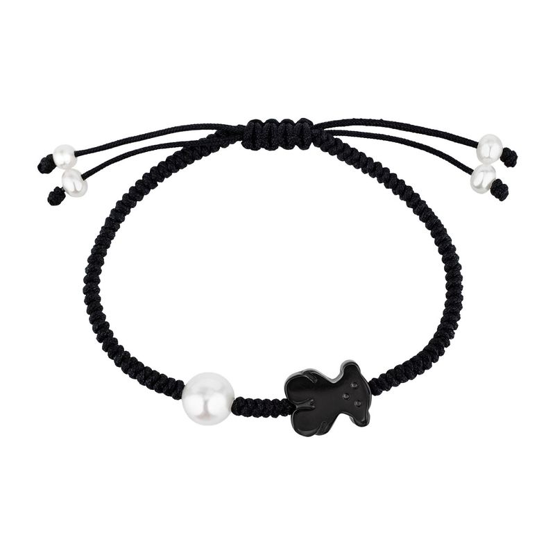 TOUS - Pulsera Tibet de Cordón en color negro con Ónix y Perla 