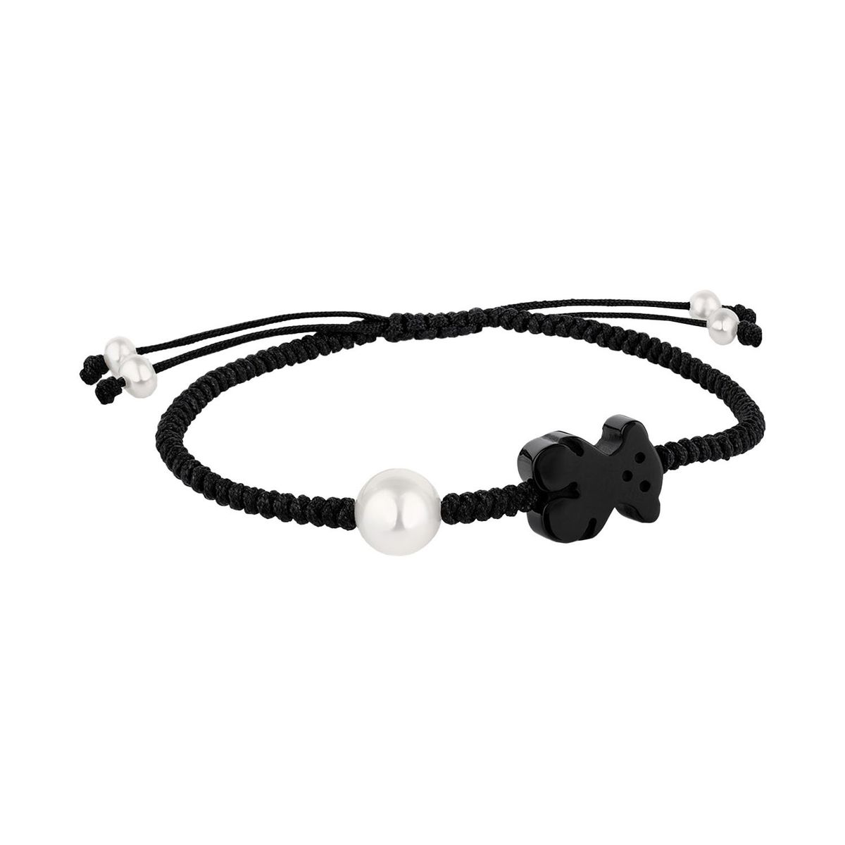 TOUS - Pulsera Tibet de Cordón en color negro con Ónix y Perla 