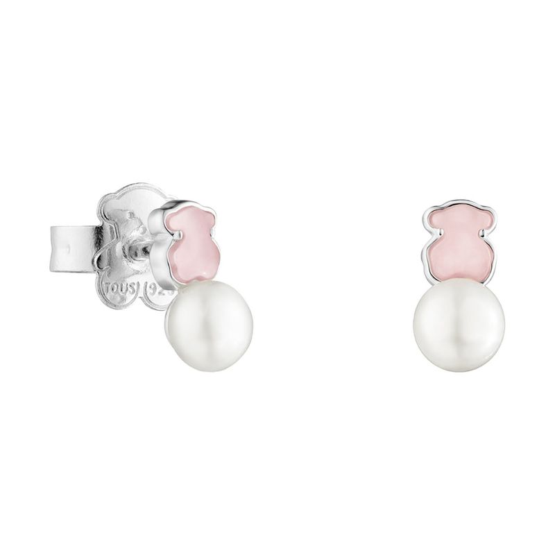 TOUS - Aretes Mini Color de Plata con Cuarcita y Perla