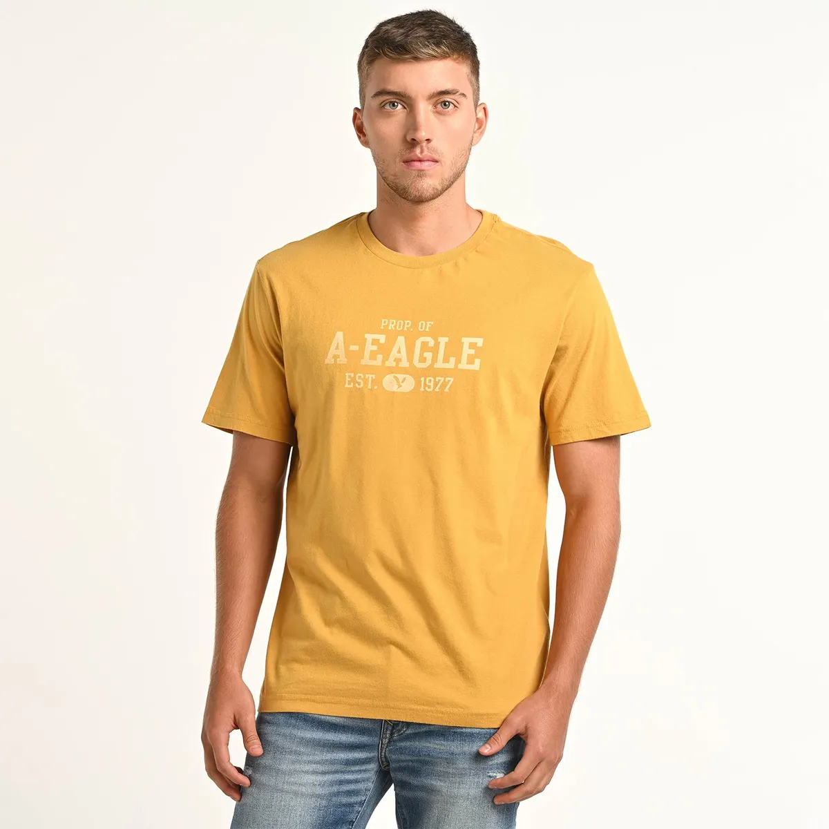 AMERICAN EAGLE - Camiseta Hombre Manga corta con Estampado de Algodón American Eagle 