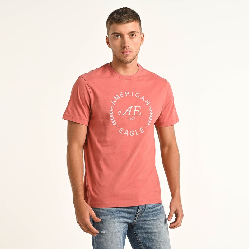 AMERICAN EAGLE - Camiseta Hombre Manga corta con Estampado de Algodón American Eagle 