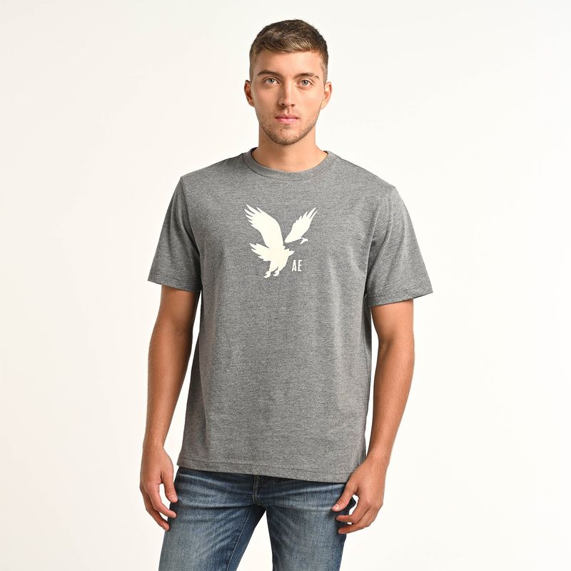 AMERICAN EAGLE - Camiseta Hombre Manga corta con Logo de Algodón American Eagle 