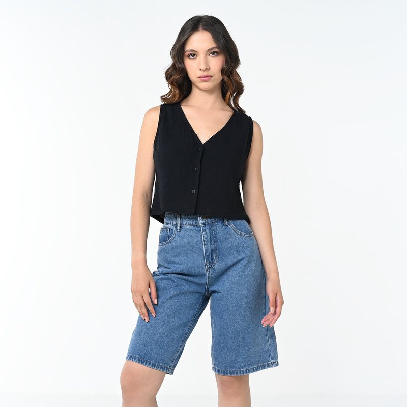 SYBILLA - Blusa Mujer Sin mangas de Algodón Sybilla