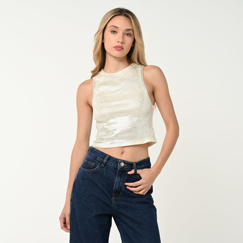 SYBILLA - Blusa Mujer Metalizado Sin mangas Sybilla
