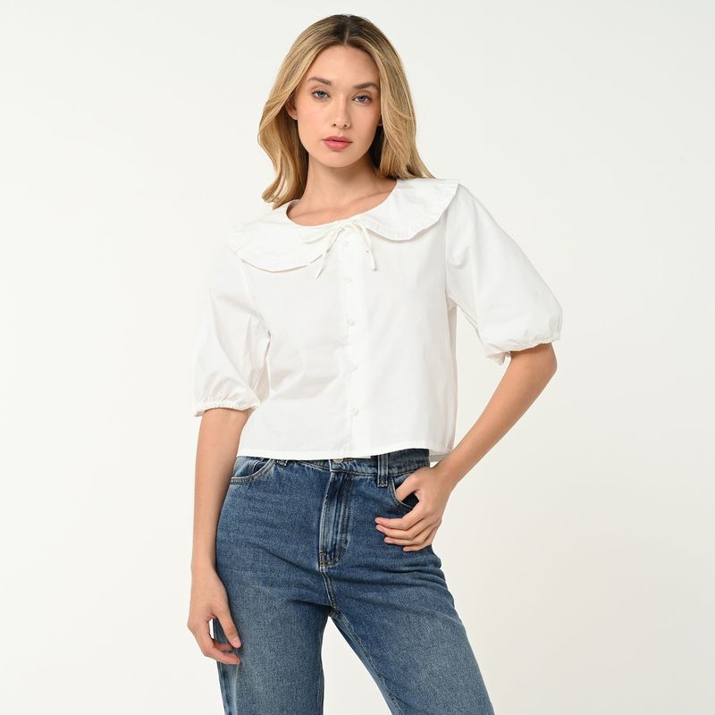 SYBILLA - Blusa Mujer Manga corta de Algodón Sybilla
