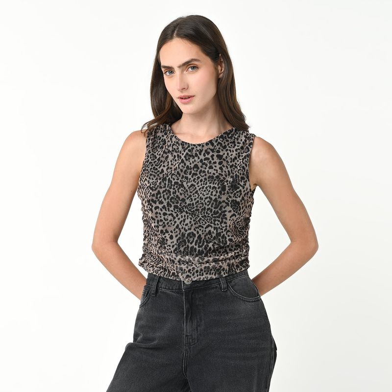 SYBILLA - Blusa Mujer con Estampado Sin mangas Sybilla