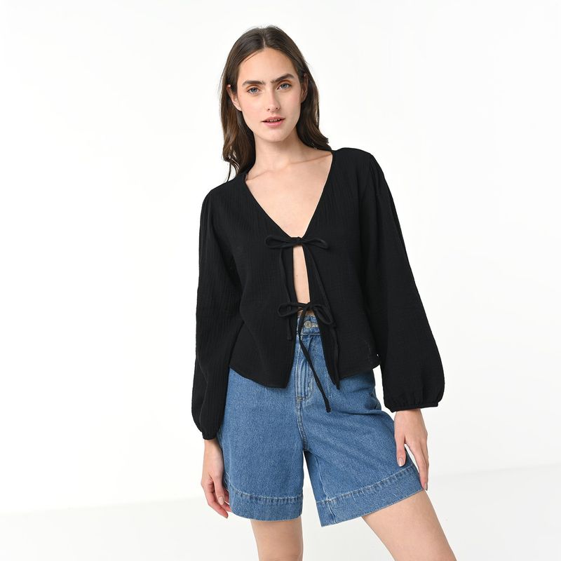 SYBILLA - Blusa Mujer Manga larga de Algodón Sybilla