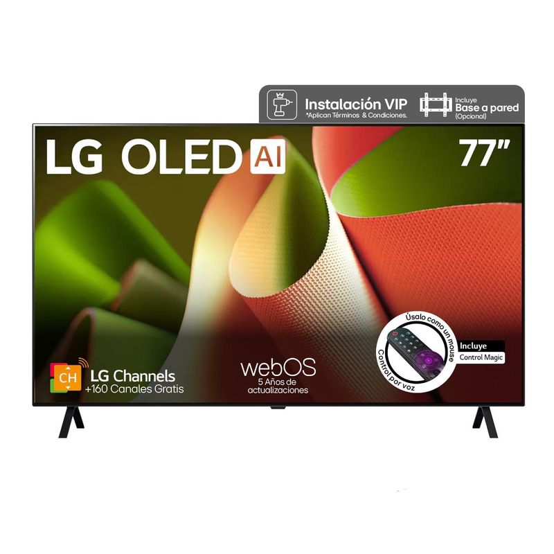 LG - Televisor LG OLED 77 pulgadas 4K UHD Smart TV AI WebOs 24 OLED77B4PSA Incluye Magic Remote