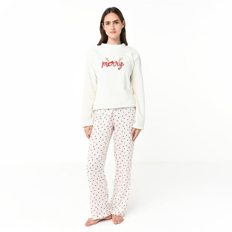 SYBILLA - Conjunto pijama navideña mujer pantalón y manga larga Sybilla