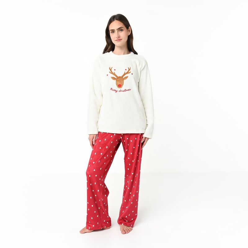 SYBILLA - Conjunto pijama navideña mujer pantalón y manga larga Sybilla