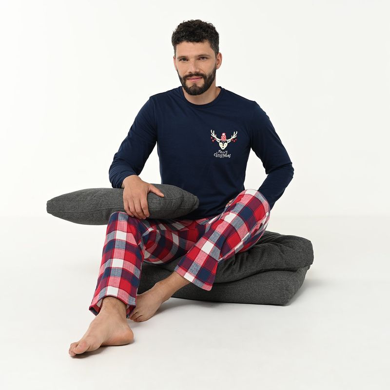 BEARCLIFF - Pijama Hombre Manga larga con Estampado Bearcliff