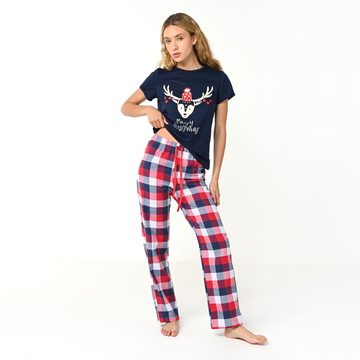 SYBILLA - Conjunto pijama navideña mujer pantalón y manga larga Sybilla