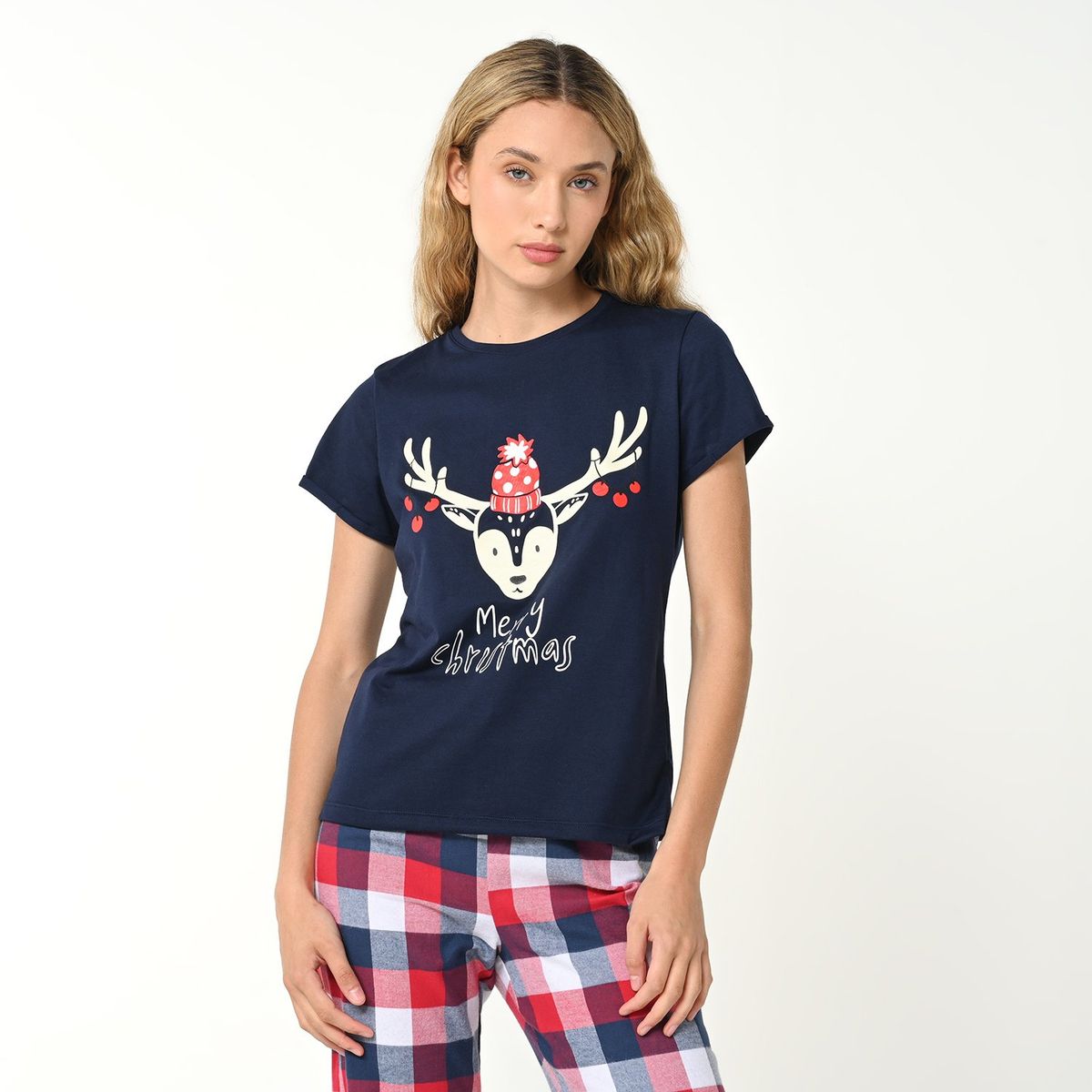 SYBILLA - Conjunto pijama navideña mujer pantalón y manga larga Sybilla