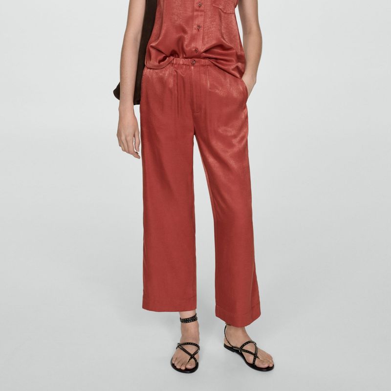 MANGO - Pantalón Recto Mujer Tiro alto  MANGO