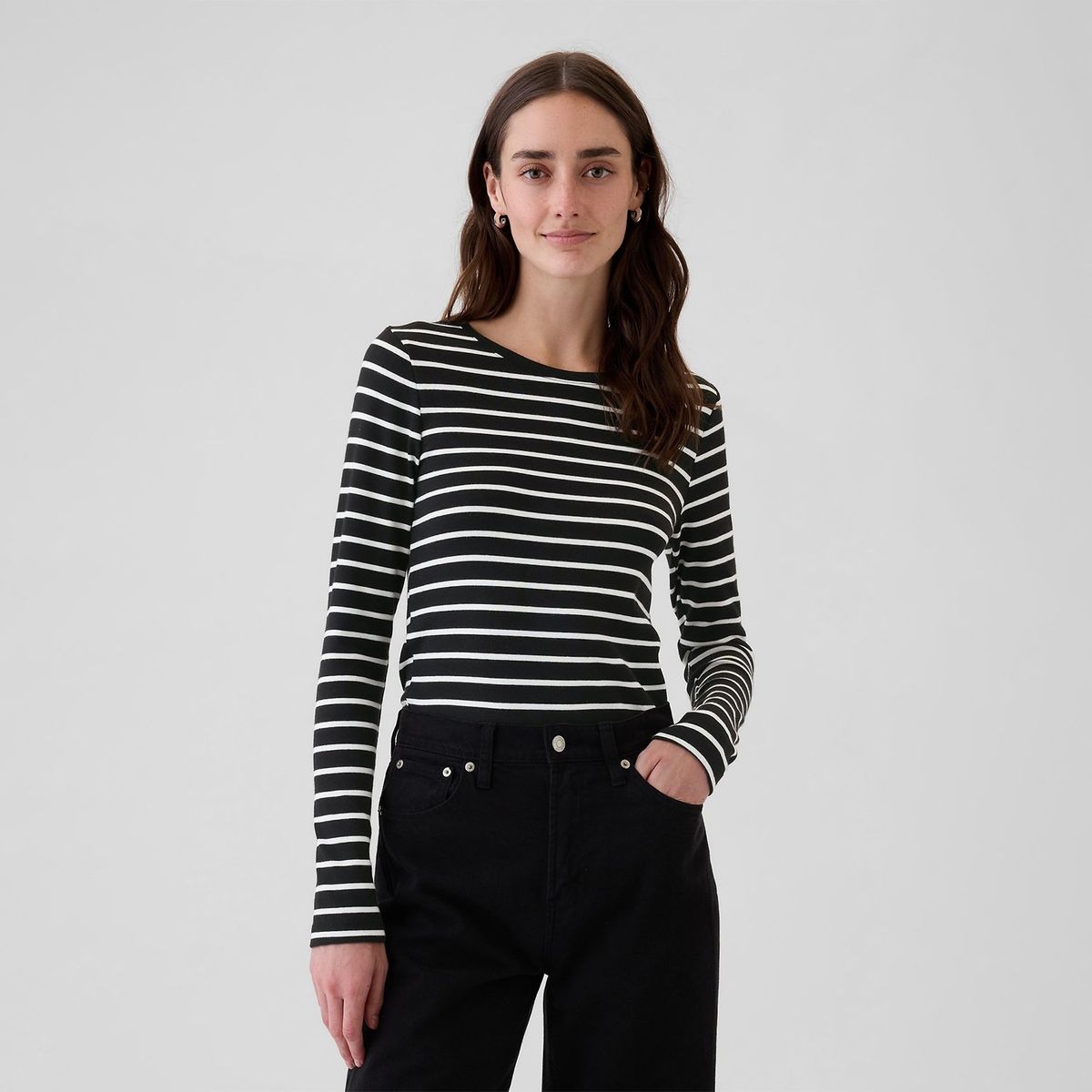 GAP - Camiseta Mujer de Rayas Manga larga de Algodón GAP