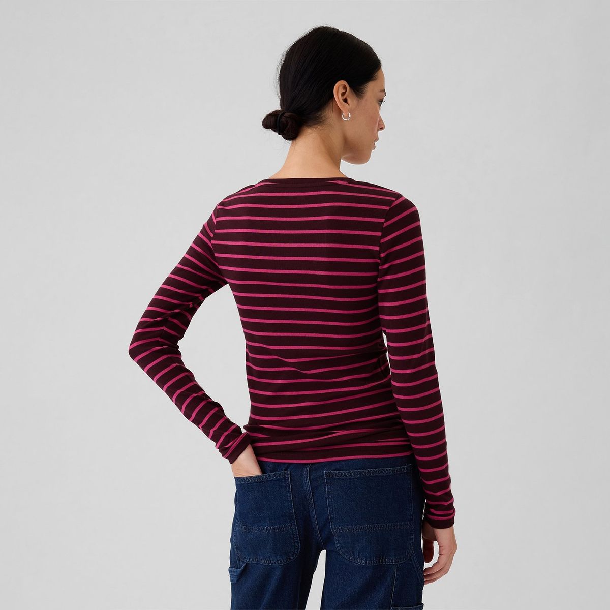 GAP - Camiseta Mujer de Rayas Manga larga de Algodón GAP