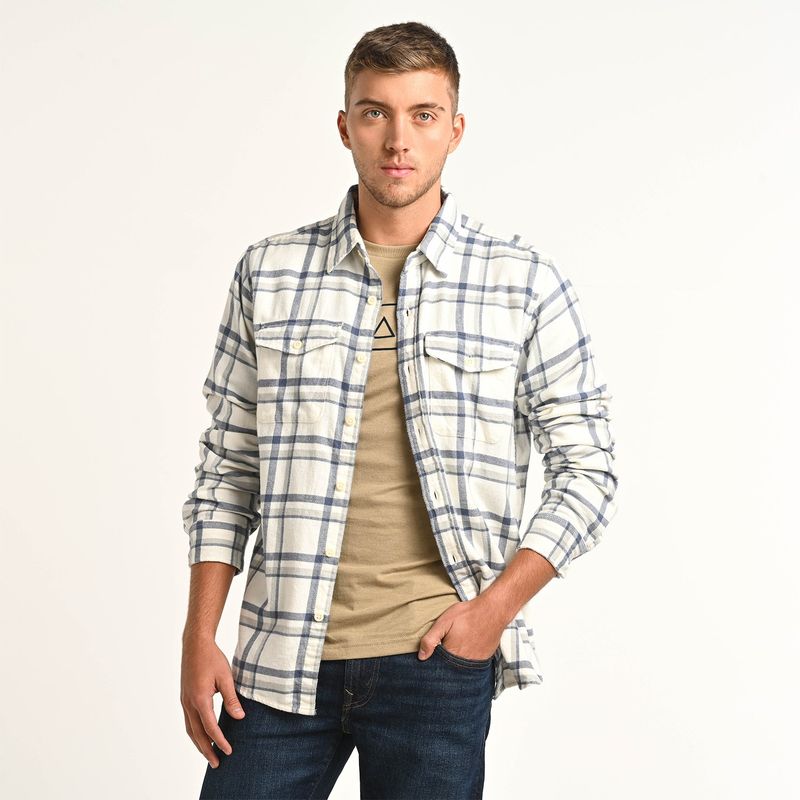 AMERICAN EAGLE - Camisa Hombre de Cuadros Manga larga Slim de Algodón American Eagle