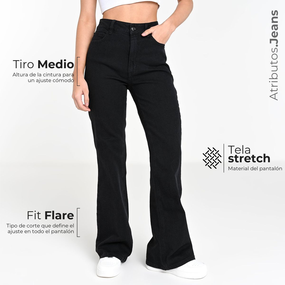 SYBILLA - Jean Flare Mujer Tiro medio Sybilla