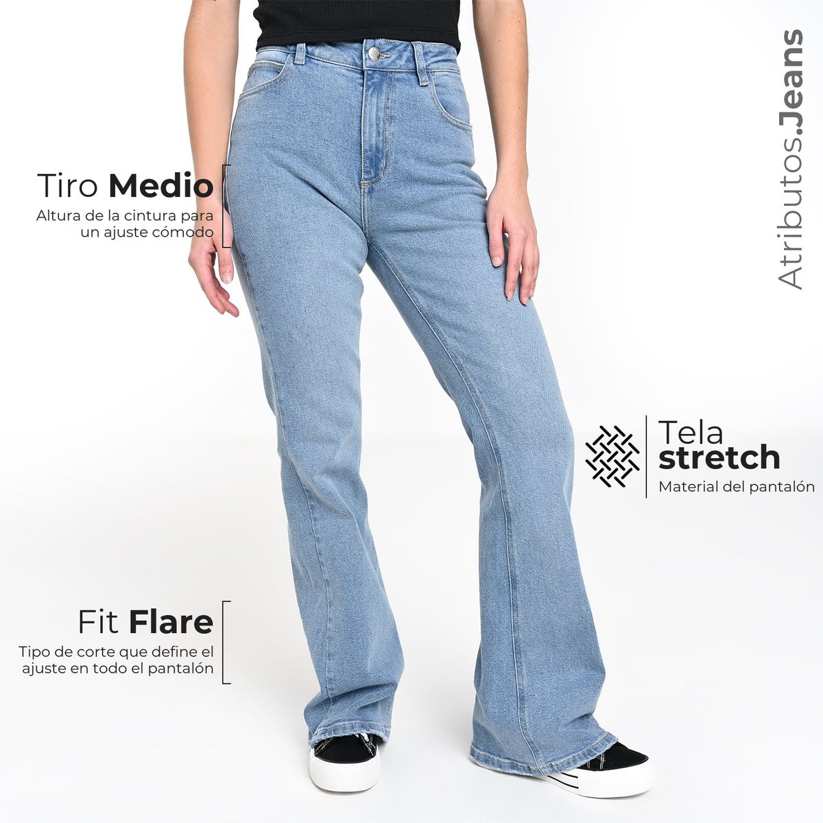 SYBILLA - Jean Flare Mujer Tiro medio Sybilla