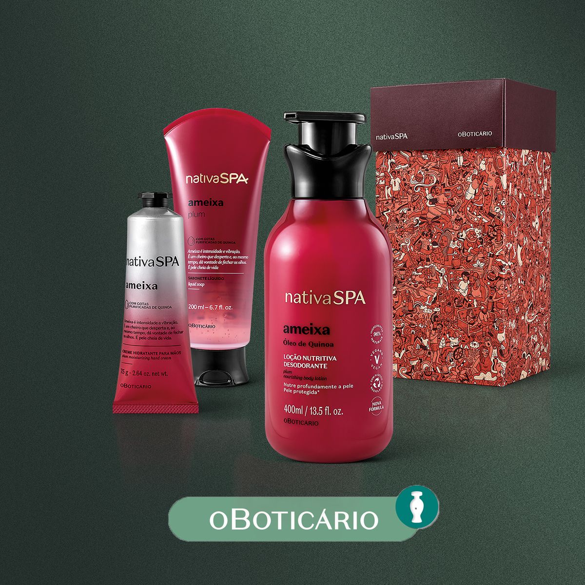 NATIVA SPA - Hidratantes corporales Kit Ameixa Negra Natal Nativa Spa O Boticario Incluye: 3 Productos 