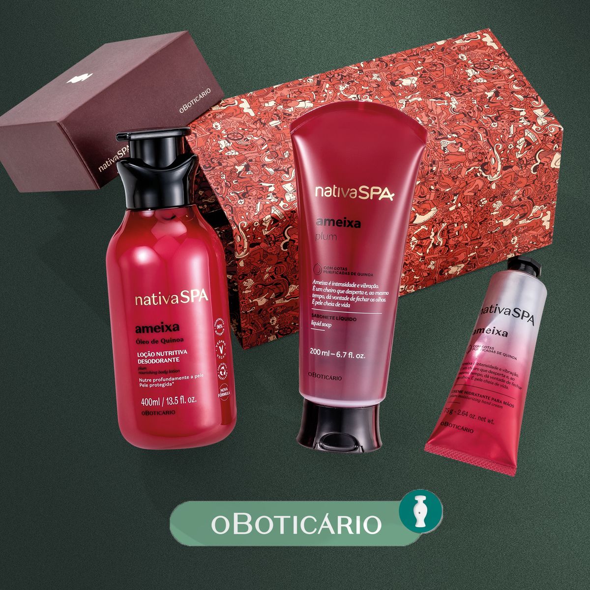 NATIVA SPA - Hidratantes corporales Kit Ameixa Negra Natal Nativa Spa O Boticario Incluye: 3 Productos 