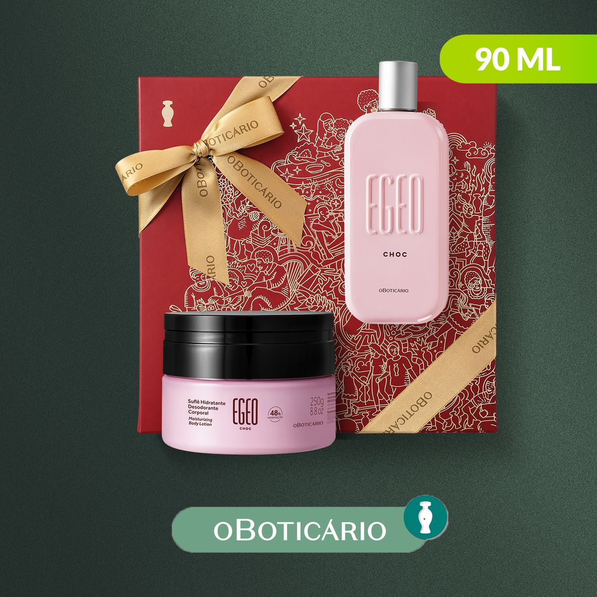 EGEO - Set de Perfume Mujer Egeo O Boticario:Perfume Egeo Eau de toilette Choc 100 ml , Crema Hidratante Corporal Egeo Sufle Choc 250G