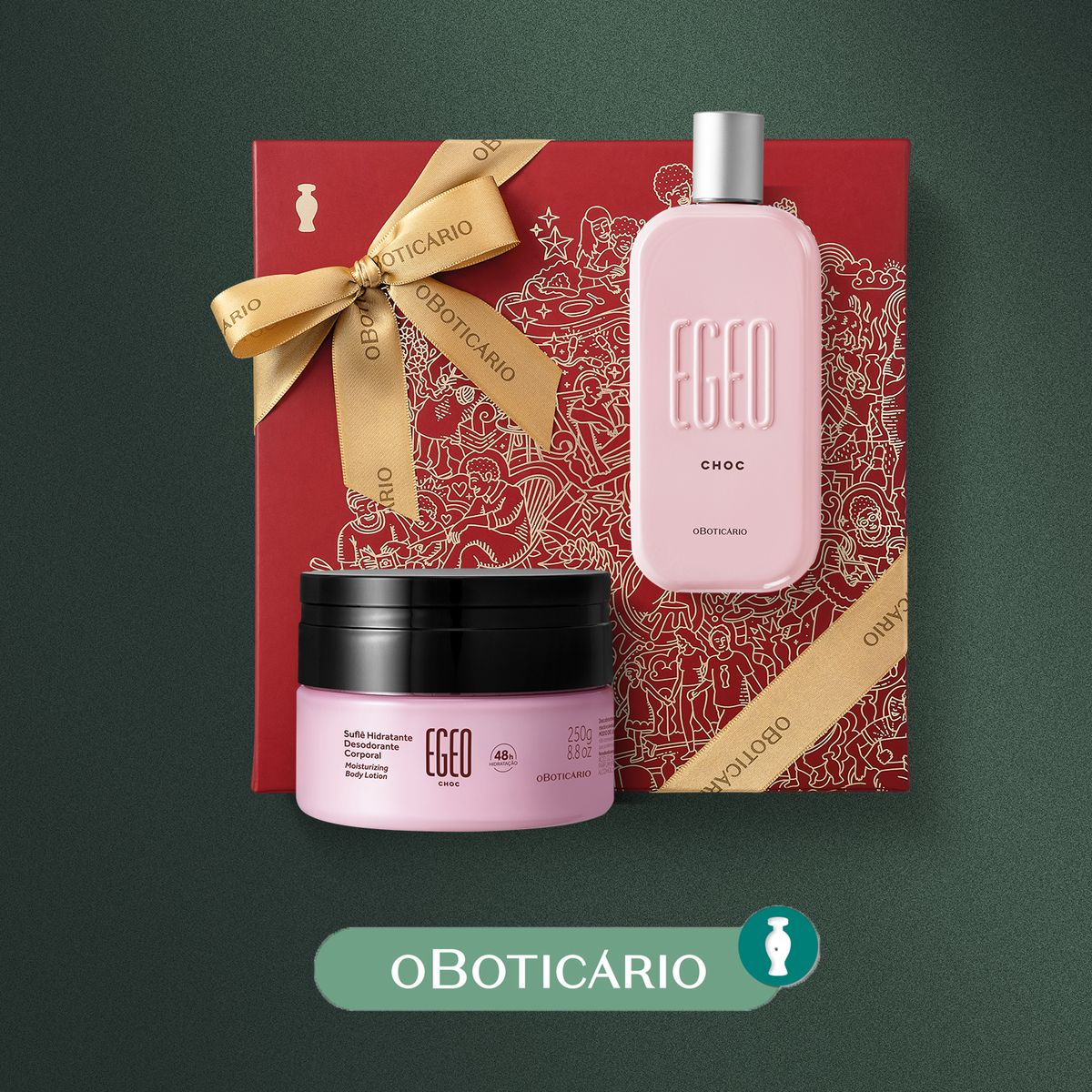 EGEO - Set de Perfume Mujer Egeo O Boticario:Perfume Egeo Eau de toilette Choc 100 ml , Crema Hidratante Corporal Egeo Sufle Choc 250G