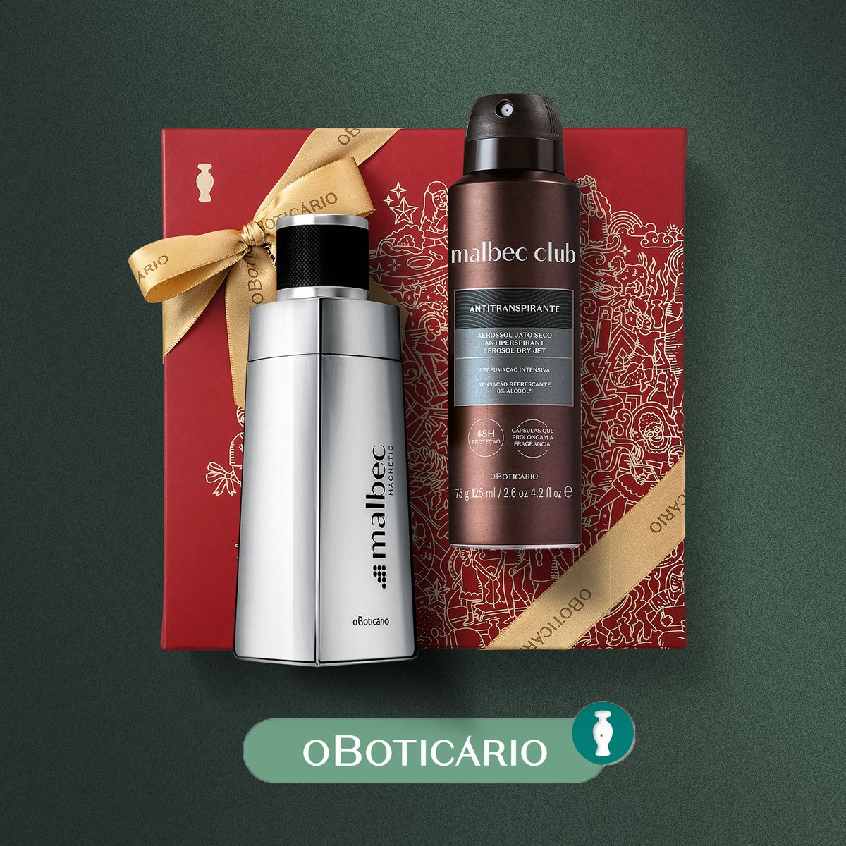 MALBEC - Set de Perfume Hombre Malbec O Boticario Incluye: Perfume Malbec Eau de toilette Magnetic 100 ml , Desodorante Malbec Antit Club 75G