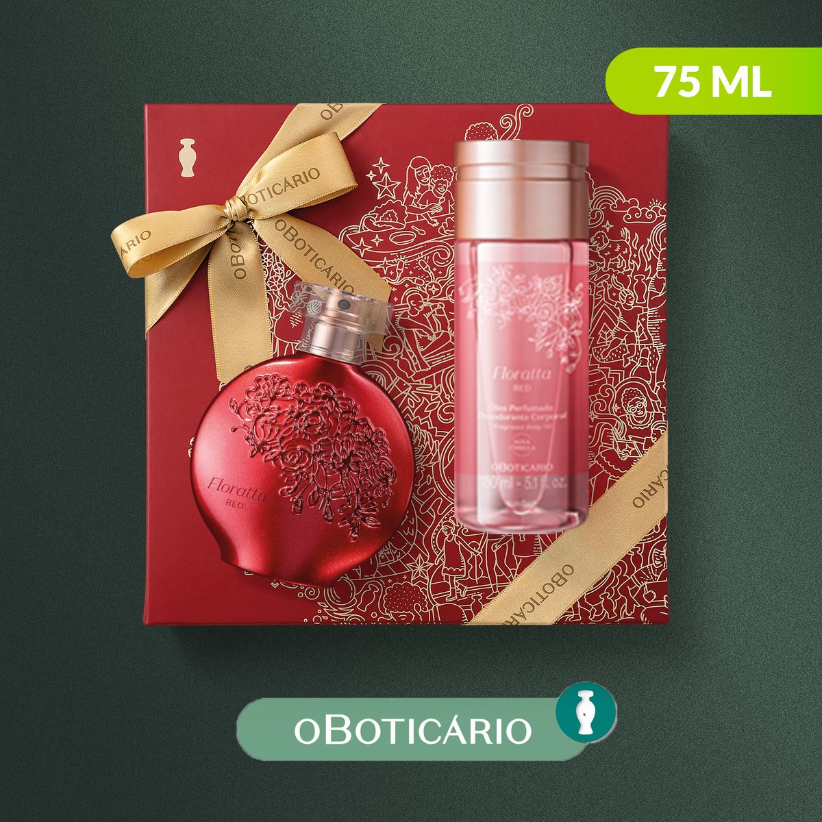 FLORATTA - Set de Perfume Mujer Floratta O Boticario:Perfume Floratta Red , Floratta Oleo Perfumado Corporal Red 150ml 