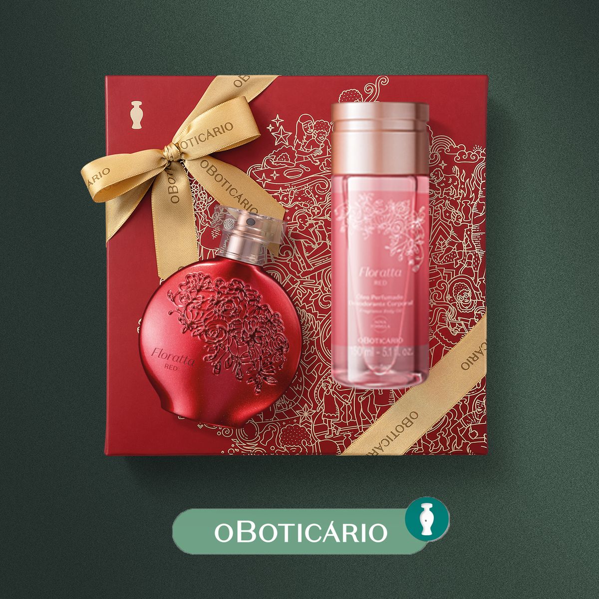 FLORATTA - Set de Perfume Mujer Floratta O Boticario:Perfume Floratta Red , Floratta Oleo Perfumado Corporal Red 150ml 
