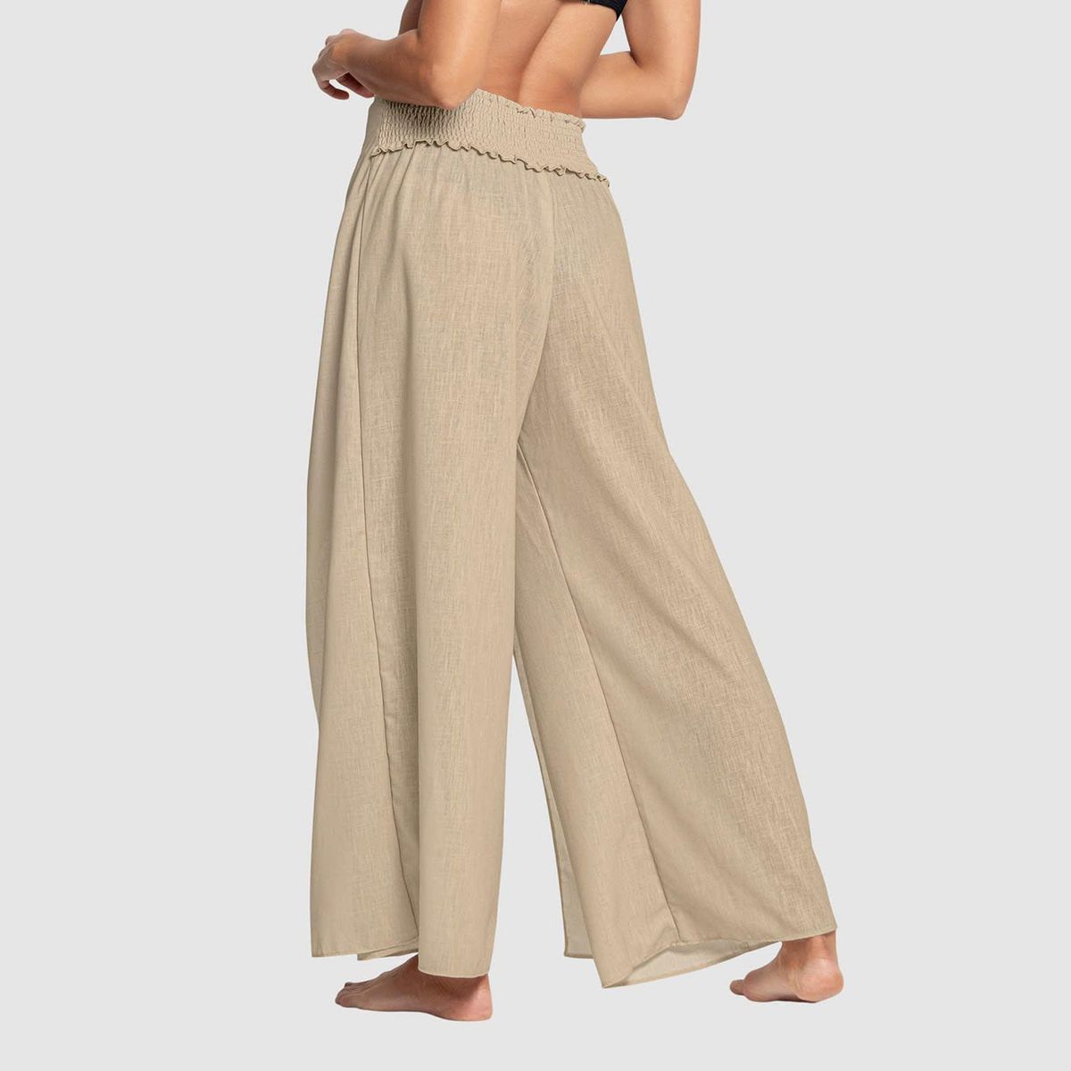 LEONISA - Salida de baño Pantalón playero tipo lino anudable en el frente Leonisa
