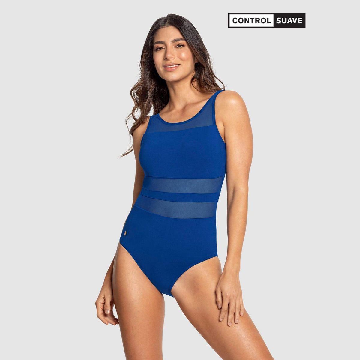 LEONISA - Vestido de baño enterizo de control medio con transparencias en tul Leonisa