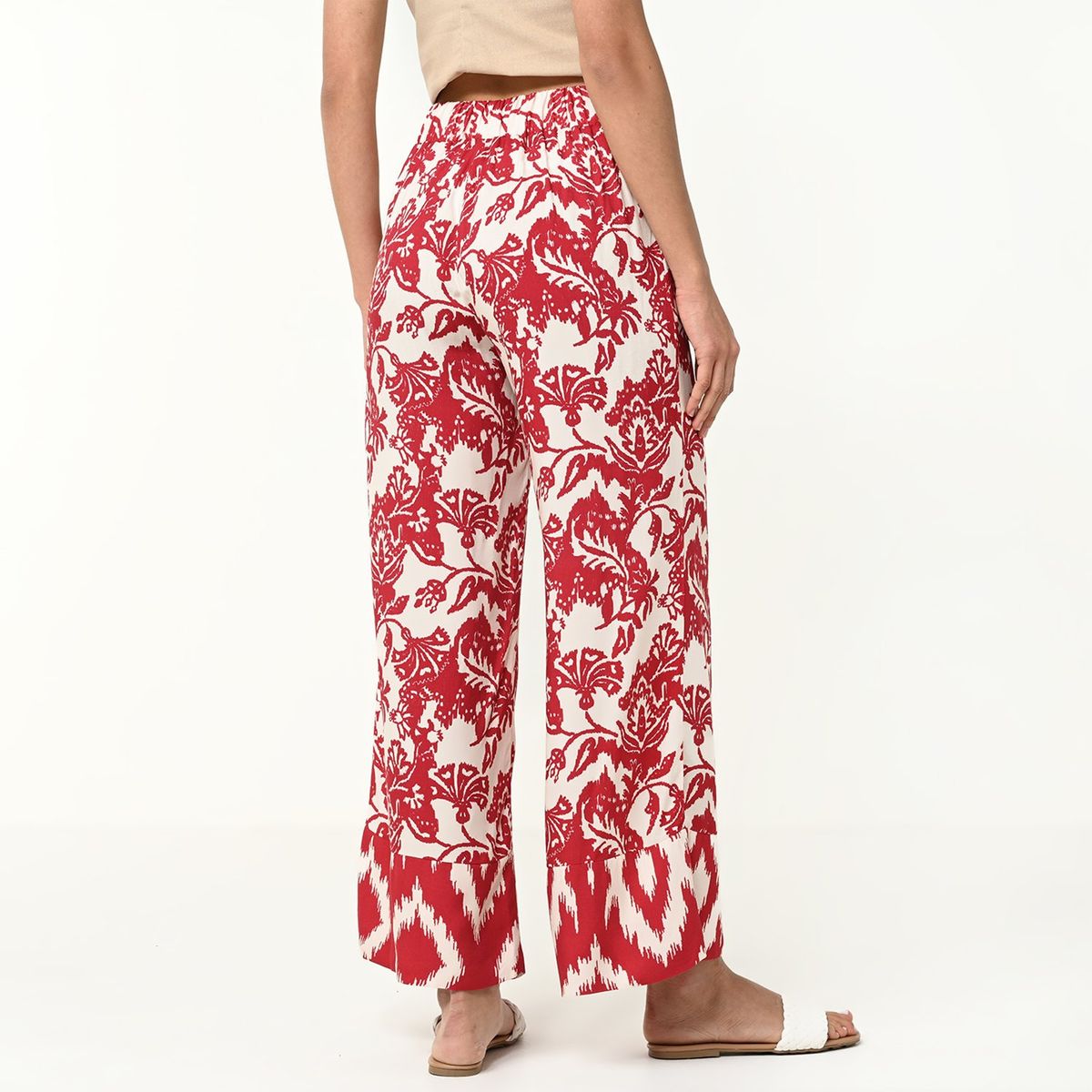 BASEMENT - Pantalón Wide Leg Mujer Tiro alto con Estampado Basement