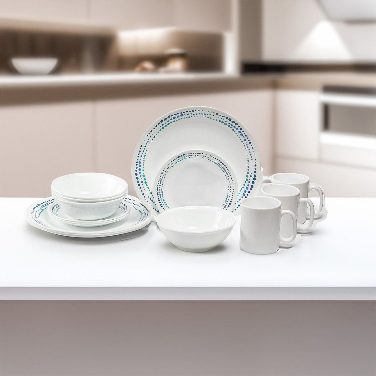 CORELLE - Vajilla Corelle: 4 Puestos 16 piezas Ocean Blues