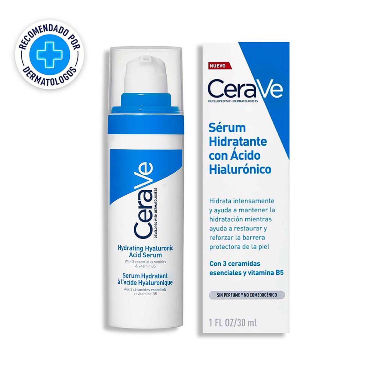 CERAVE - Hidratante facial Serum Ácido Hialurónico 1Oz CeraVe para Piel Normal 30 ml