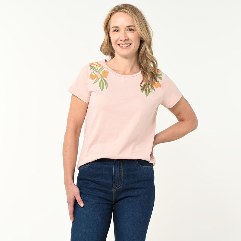 NEWPORT - Camiseta Mujer con Estampado Manga corta de Algodón Newport